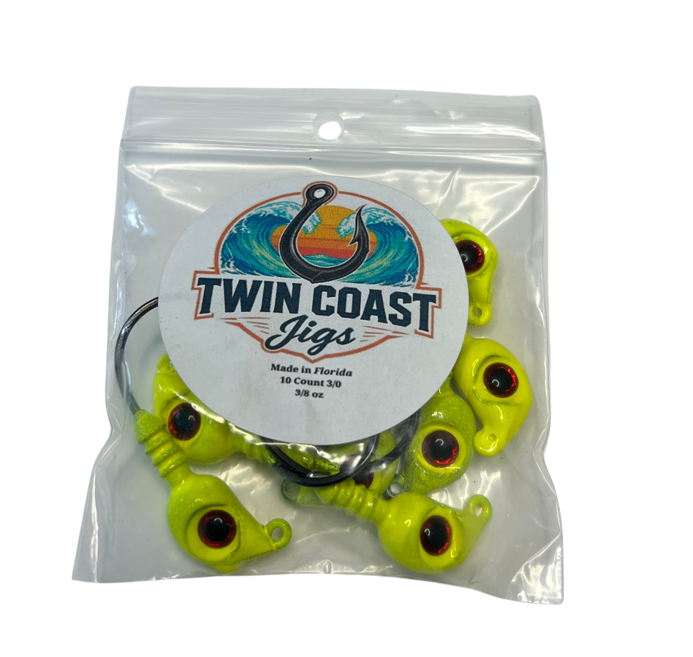 Yellow Manic Mullet Jigs 10-Pack